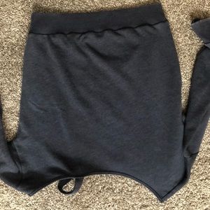 blue off the shoulder sweater